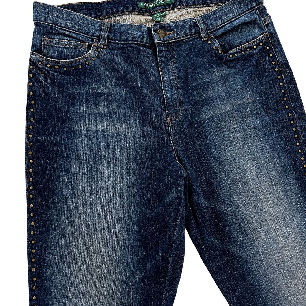 Lauren Jeans Co. Ralph Lauren Green Label Studded Bootcut Womens Sz 14P - Picture 5 of 10